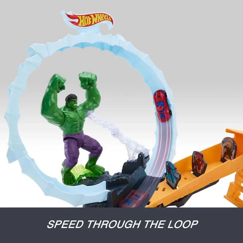 Hot Wheels Marvel Spider-Man Hulk Smash Down Track Set with Die-Cast Vehicle